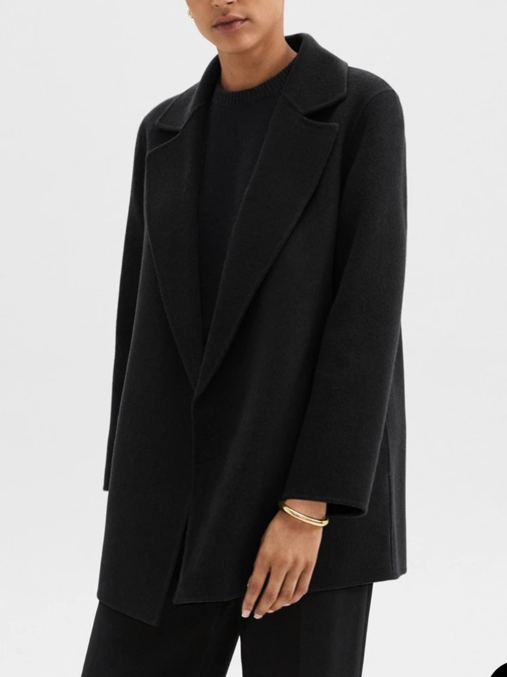 Theory Clairene Jacket in Double-Face Wool-Cashmere Black Medium